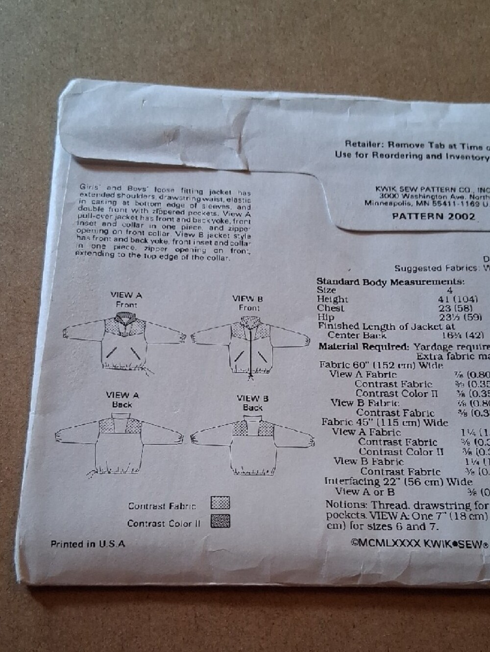 KWIK•SEW Pattern 2002 Colorblock Pullover Jackets - Green & Pink - Picture 6 of 8